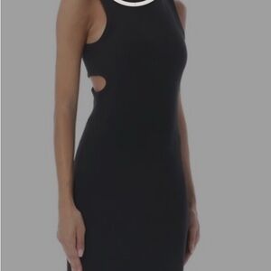 NWT Helmut Lang cut-out Slit Shift dress Elegant Black Midi Dress